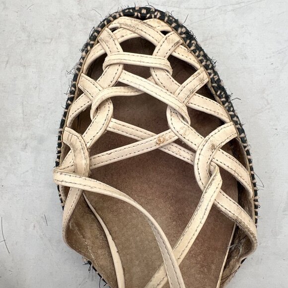 Dries Van Noten Ivory Leather Lace Up Espadrille Flats 35 - Picture 11 of 12